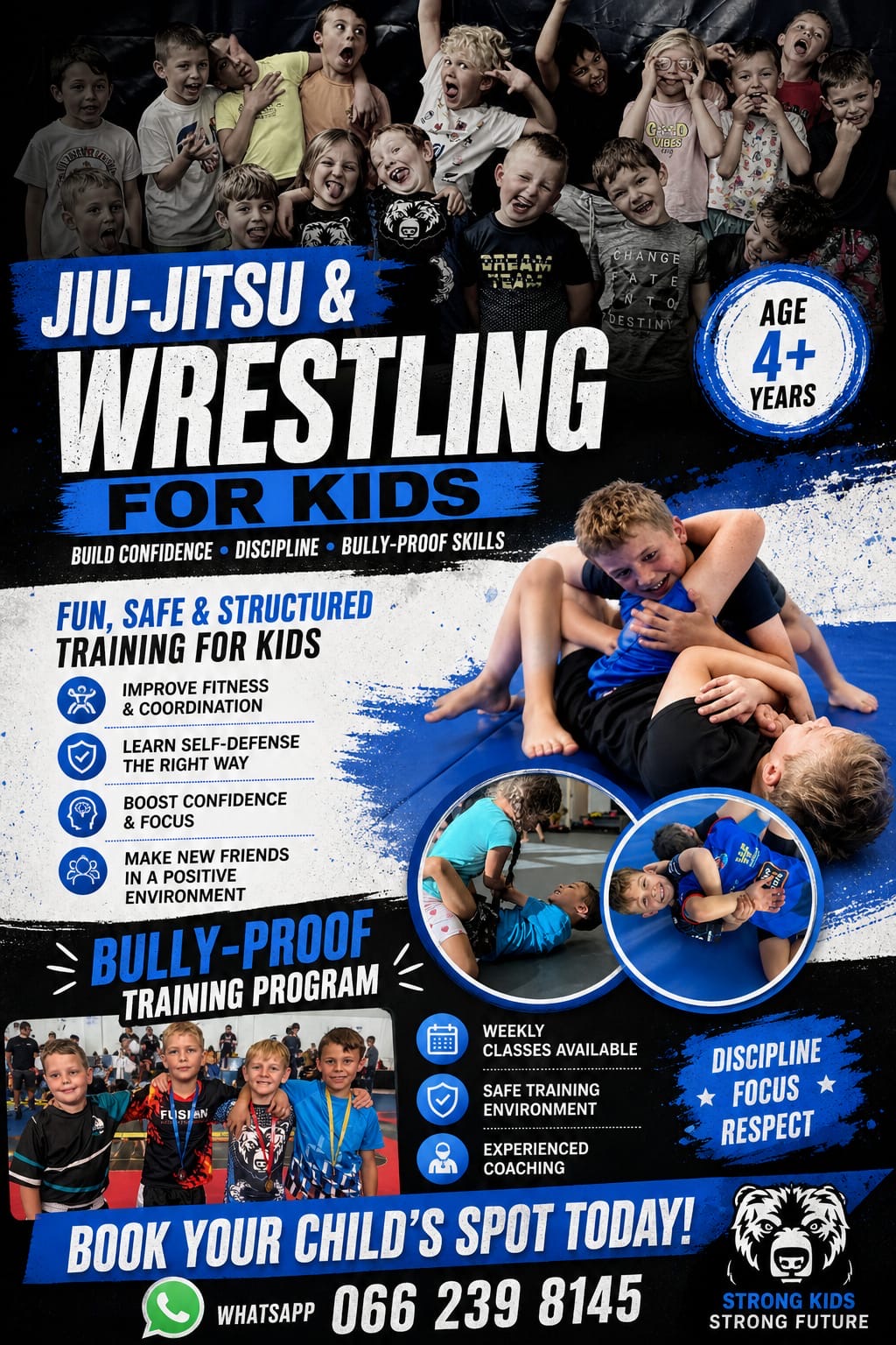Kids training grappling at Bear Fight Club Academy in George