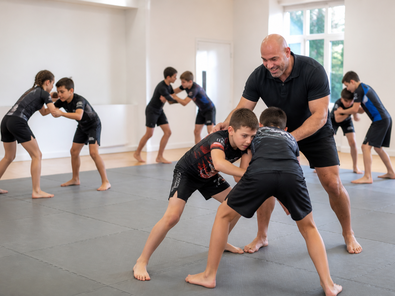 Kids training submission wrestling and grappling at Bear Fight Club Academy in George, Western Cape