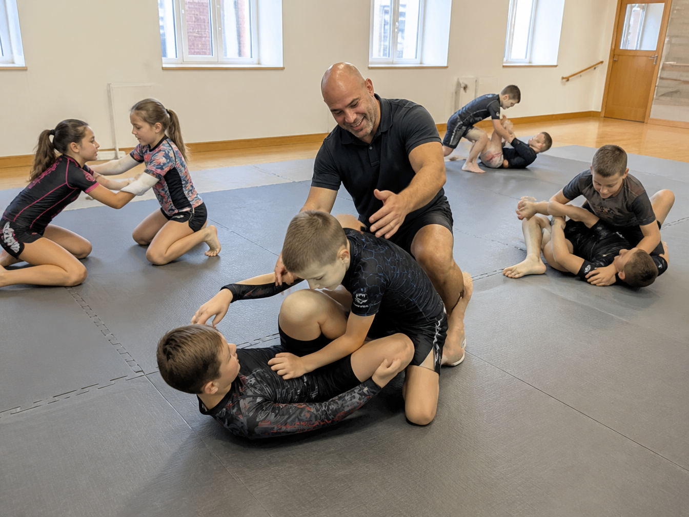 Children training No-Gi Jiu-Jitsu at Bear Fight Club Academy in George