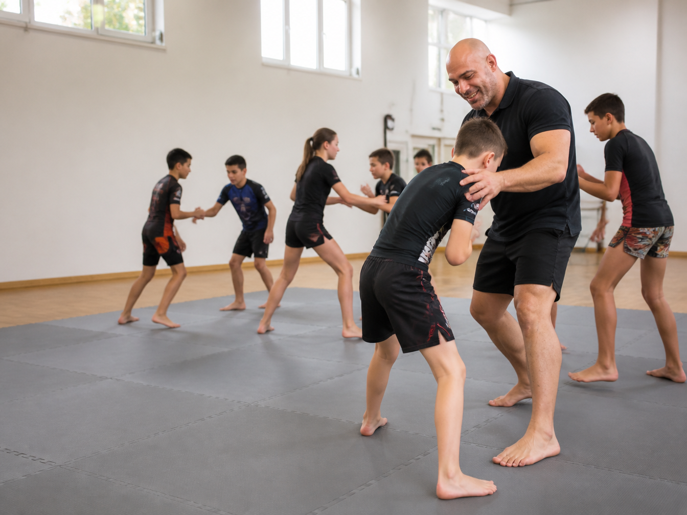 Children training MMA skills at Bear Fight Club Academy in George