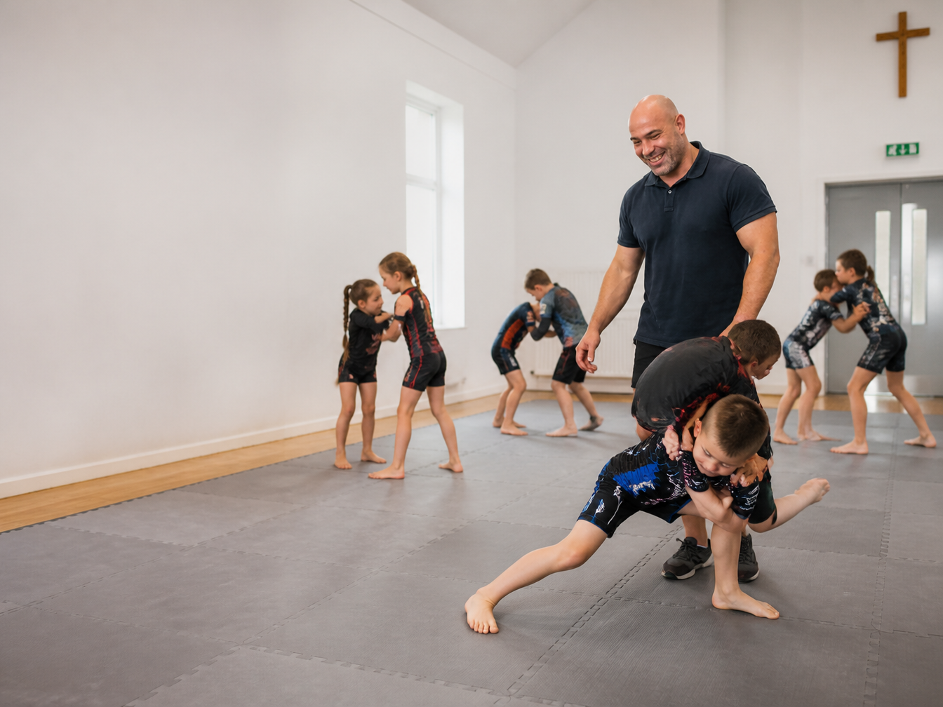 Kids wrestling training at Bear Fight Club Academy in George, Western Cape